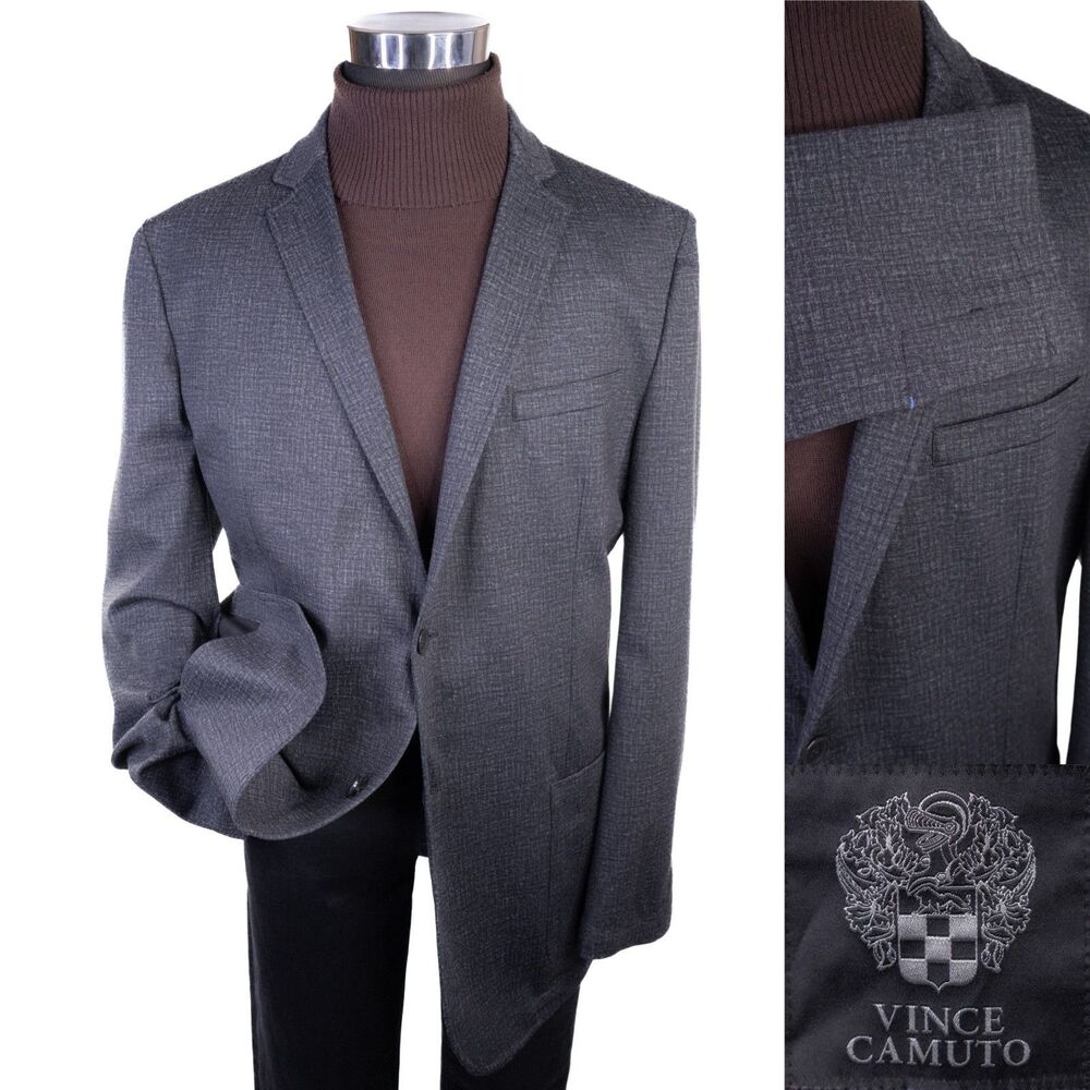 Vince Camuto Sport Coat Blazer Sz XXLT (46L) Two Button Gray Jacket Poly Blend